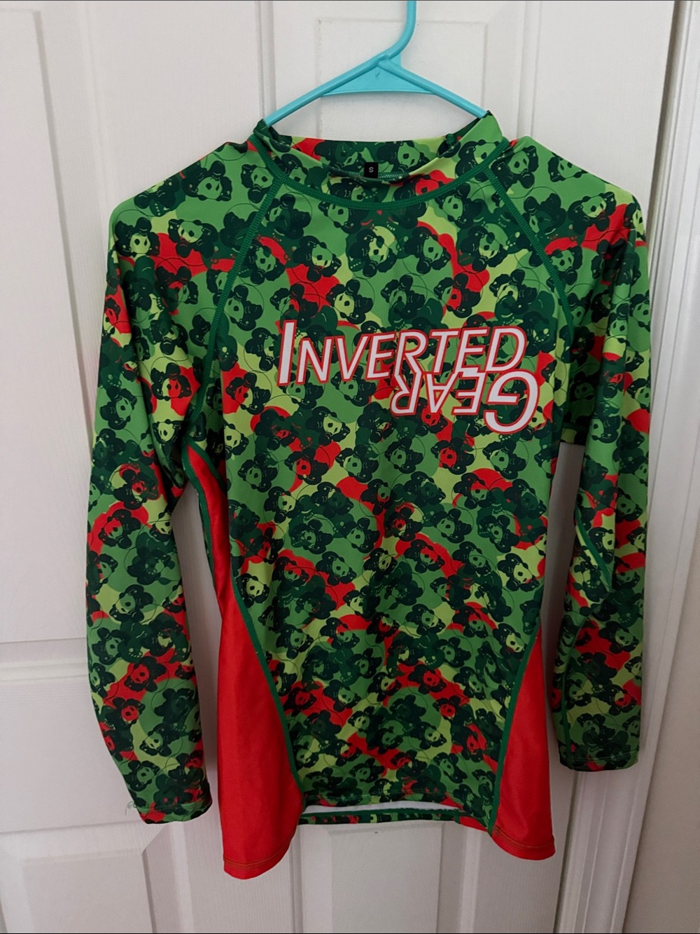Adult Green & Red Rash Guard Swim Top